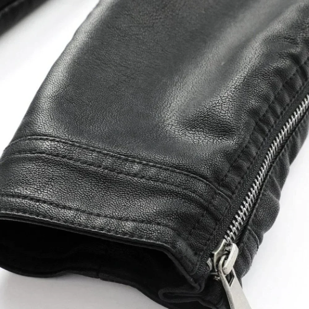 Black Mens PU Leather Jacket - Picture 6 of 7